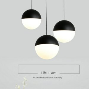 Nordic Glass round Pendant Lights Black  Led Hanging Lamps Loft Fixtures for Kitchen Living Room Bedroom Lustre Lights E27 1