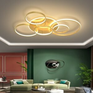 Modern Golden White Led Dimmable Indoor Light Parlor Foyer Lusters Lampadario Polygonal Exhibition Hall Atmosphere Light 1
