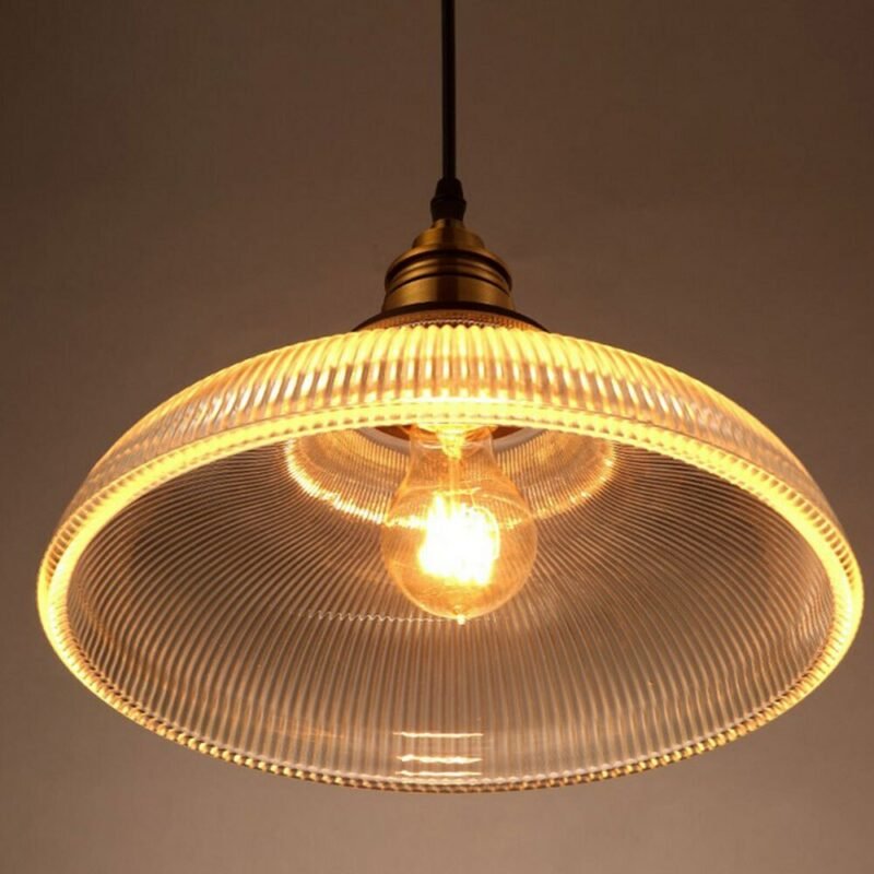 American vintage Stripe pot cover glass pendant lights Creative living room Lamp Simple Restaurant Bar lamp LED E27 light 4