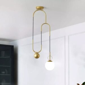 Glass ball pendant lamp Nordic Led Pulley gold pendant lamp Bedside Living Bed room Decoration creative home interior lighting 1