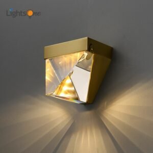 Post-modern minimalist crystal lamp bedside wall lamp luxury full copper TV background wall light 1