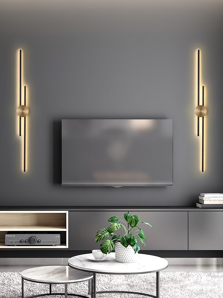 Light Luxury Minimalist Bedroom Led Bedside Copper Wall Light Creative Long Aisle Living Room Tv Background Wall Lamp 2