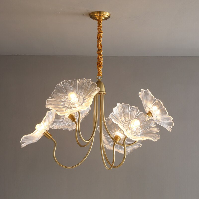Light luxury style Nordic modern bedroom lamp creative flower personality simple dining room designer living room chandelier 2