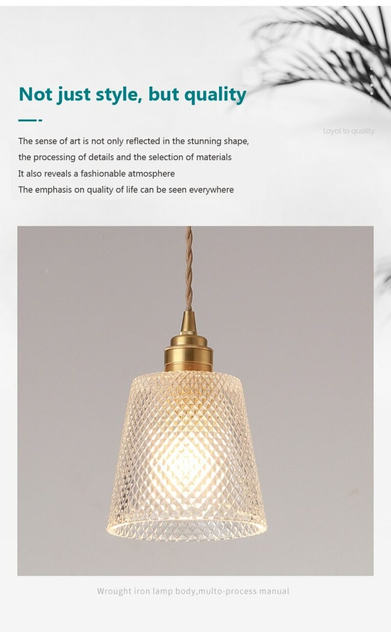 LED Glass pendant light single head water ripple pendant lamp dining room amber cylinder shaped lights bedroom bedside light 5