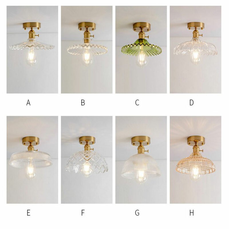 Japan Glass ceiling lamp Single Head Ceiling Light Clear glass Carved light fixtures lighting Wall ceiling For living room light 3