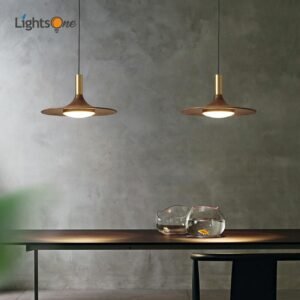 Black walnut pendant light designer simple dining room lamp light luxury bedside art UFO pendant lamp 1