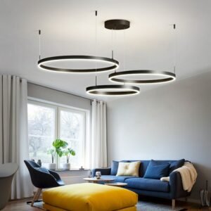 Modern LED Circular shape Pendant Lamp For Living Room Bedroom Dining Room Balck Rond Ring Design Ceiling Chandelier Light 1