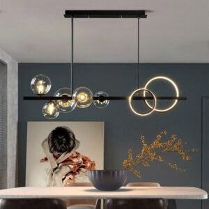Nordic Long Led Chandelier Black Kitchen Table Living Room Chandelier Modern Indoor Lighting Fixtures 1