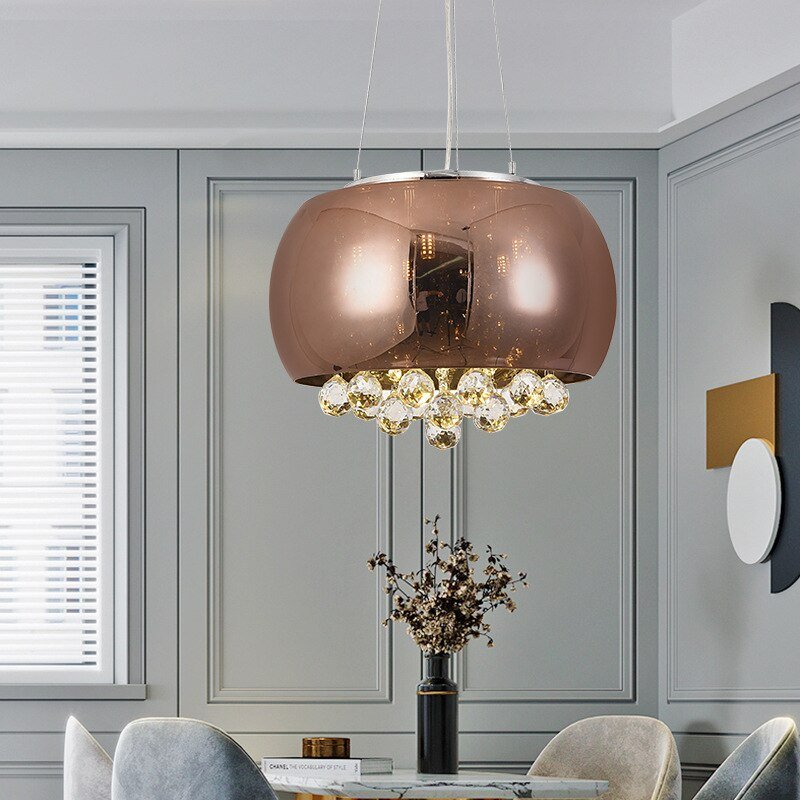 Modern Round Horseshoe Glass Pendent Light For Dining Kitchen Bar Cafe Home Decor Hanging Light Crystal Chandelier Pendant Lamp 5