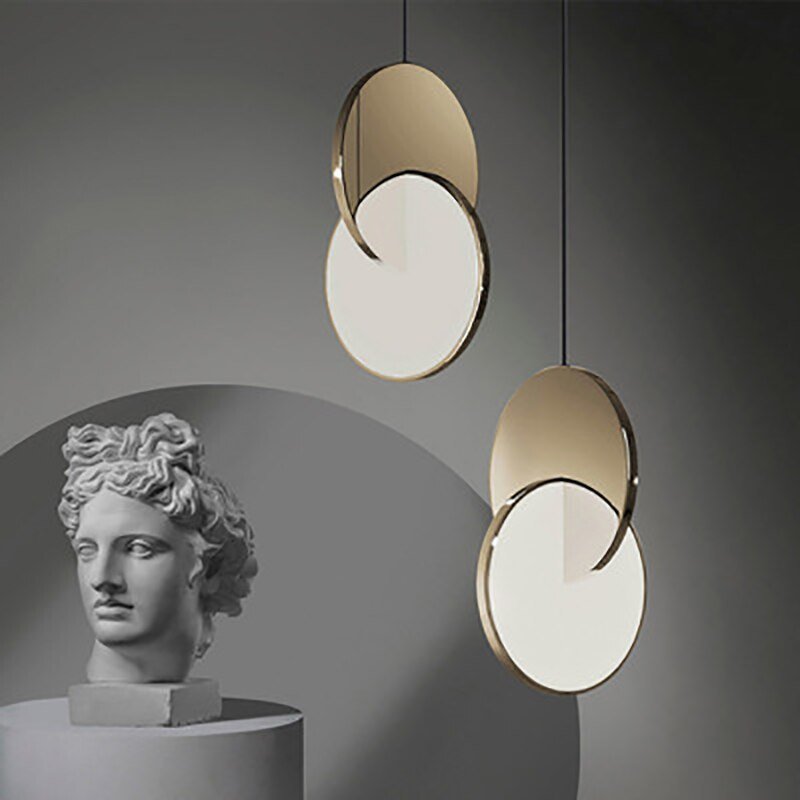 Acrylic Stainless steel mirror round LED Pendant Light artistical Simple design Cross shape pendant lamp Indoor decoration light 5