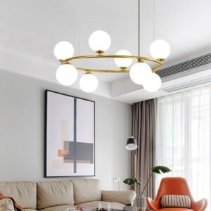 Nordic White Glass Chandeliers circle ring Pendant Lamp for Foyer Bedroom Dining Room office Designer pendant light 1