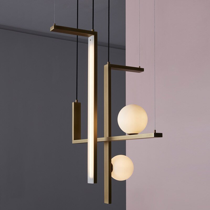 Glass Magic Beans Chandelier Nordic Geometric graphics Minimalist   For Living Room Dinning LED E14 Deco Designer Lamp 5