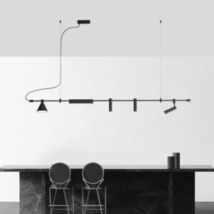 Simple and Creative Restaurant Bar and Tea Table Design Sense chandelier  Front Desk Industrial Style Black Strip Light Fixtur 1