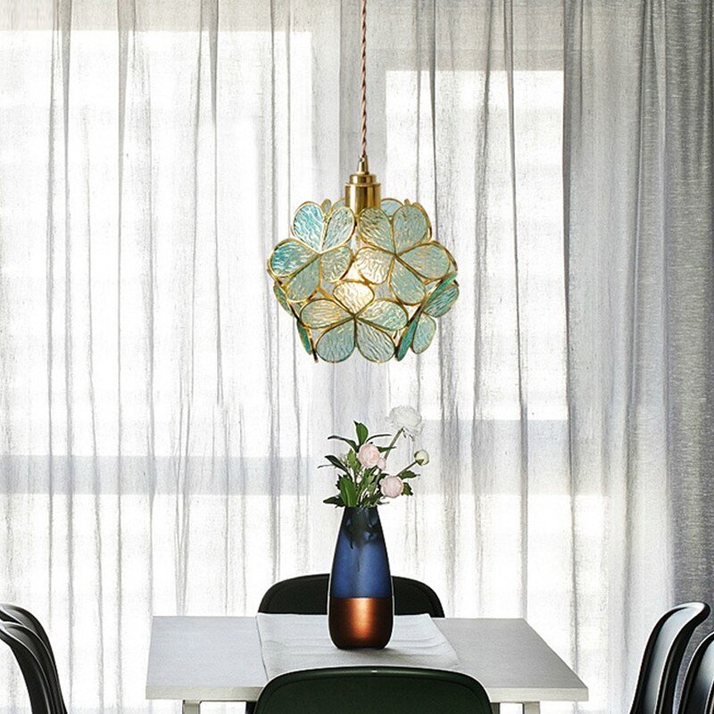 Nordic Pendant light Handmade Flower Stained  modern Iron art  LED Pendant Lamp For Bedroom Living Dining Room Hotel lamp 2