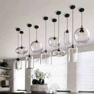 Nordic hanging loft Glass lustre Pendant Light industrial decor Lights Fixtures Modern E27/E26 for Kitchen Restaurant Lamp 1