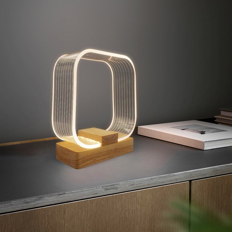 LED Desk Lamp Eyes Protection Geometric Modeling Soft Light Chargeable Night Light For Bedside Wood Table Light Special Gift 1