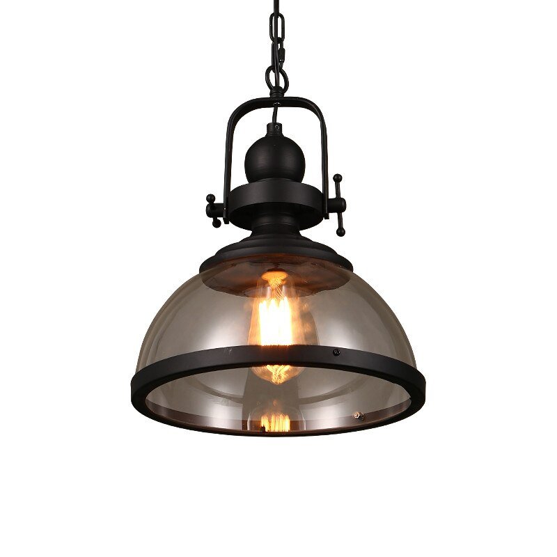 Iron LED Pendant Lights Loft Industrial Kitchen Hanging Lamp For Dining Room Decor Home Light Fixtures Glass Lampshade 3