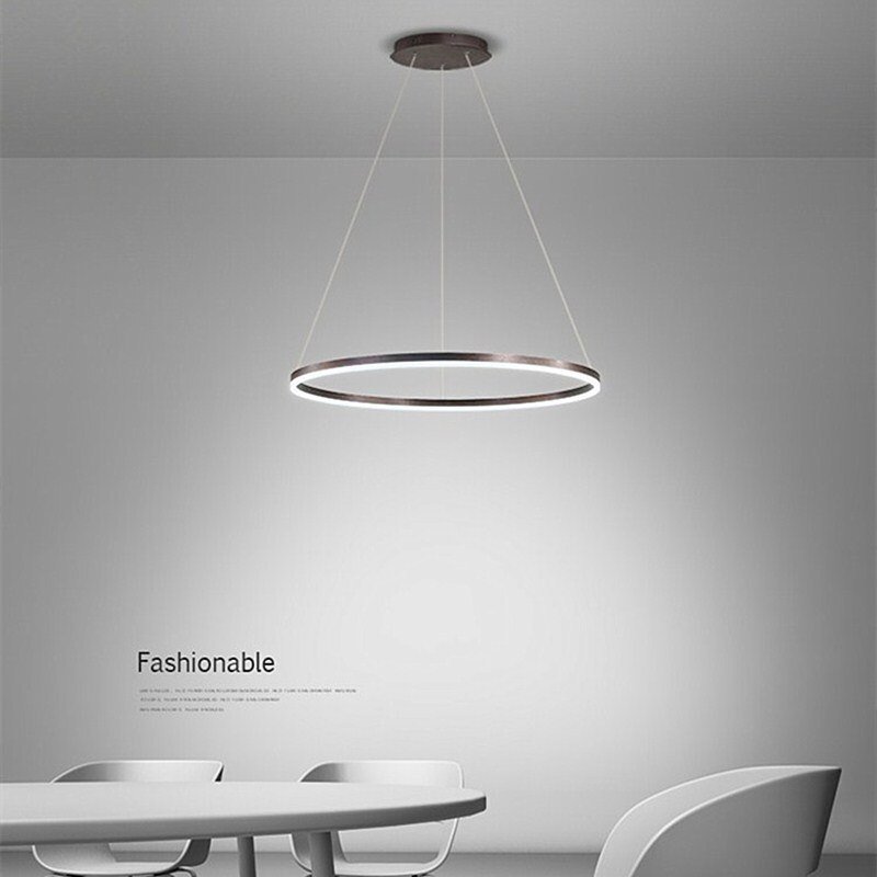 New Black Led Dining Table Pendant Lamp Round Office Acrylic Ceiling Chandelier Light Home Decorative Lamp For Bar Shopping Mall 3