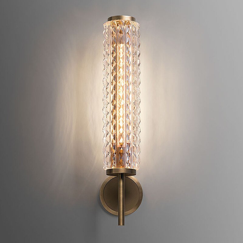 Postmodern copper wall lamp luxury crystal living room bathroom mirror headlight villa wall light 2