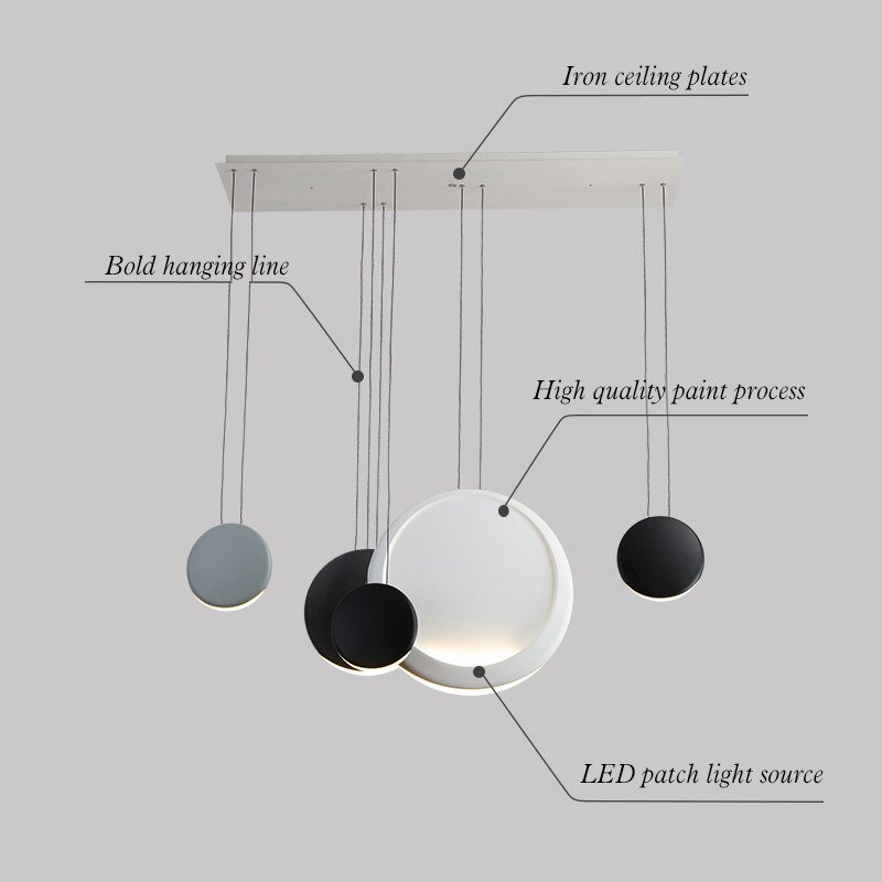 Scandinavian post-modern minimalist living room dining room pendant lamp bar creative personality Crescent light pendant lights 4