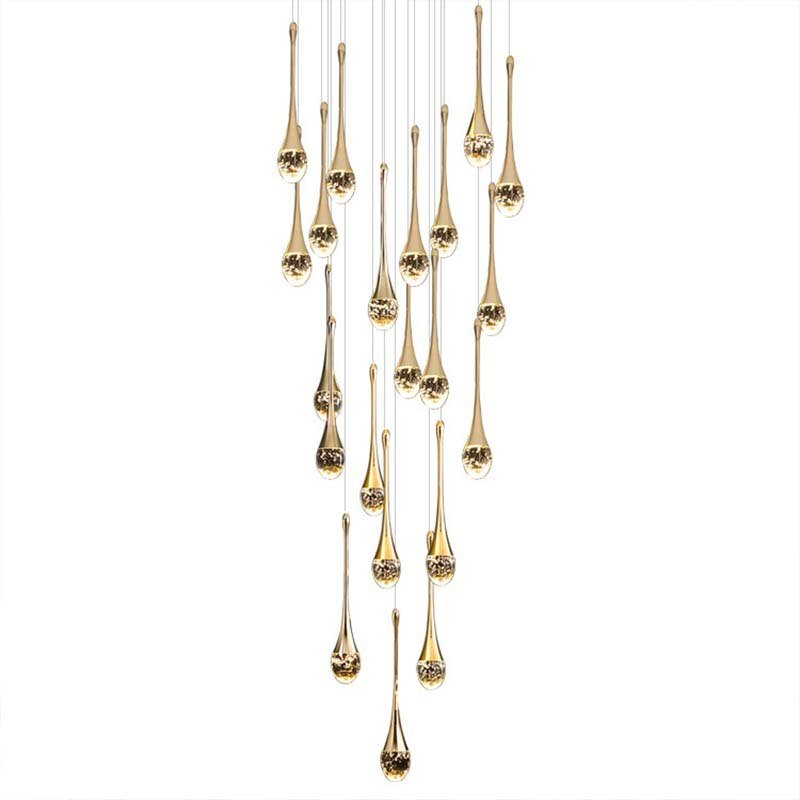 Modern Staircase Pendant Chandelier Light Luxury Creative Crystal Ceiling Hanging Lamp For Villa Rotating Stairwell Decor Light 6