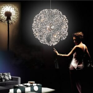 Nordic personalized luxury romantic bedroom living room  LED Crystal Pendant Light creative dandelion restaurant pendant lamp 1