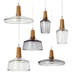 Nordic Glass Pendant Lights Loft Industrial Decor Modern Wood Hanging Lamp Suspension Luminaire for Living Room Fixtures E27 1