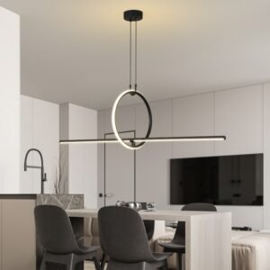 Nordic Art Strip Led Pendant Lamp Modern Simple Personality Geometric Line Bar Living Room Dining Chandelier 1
