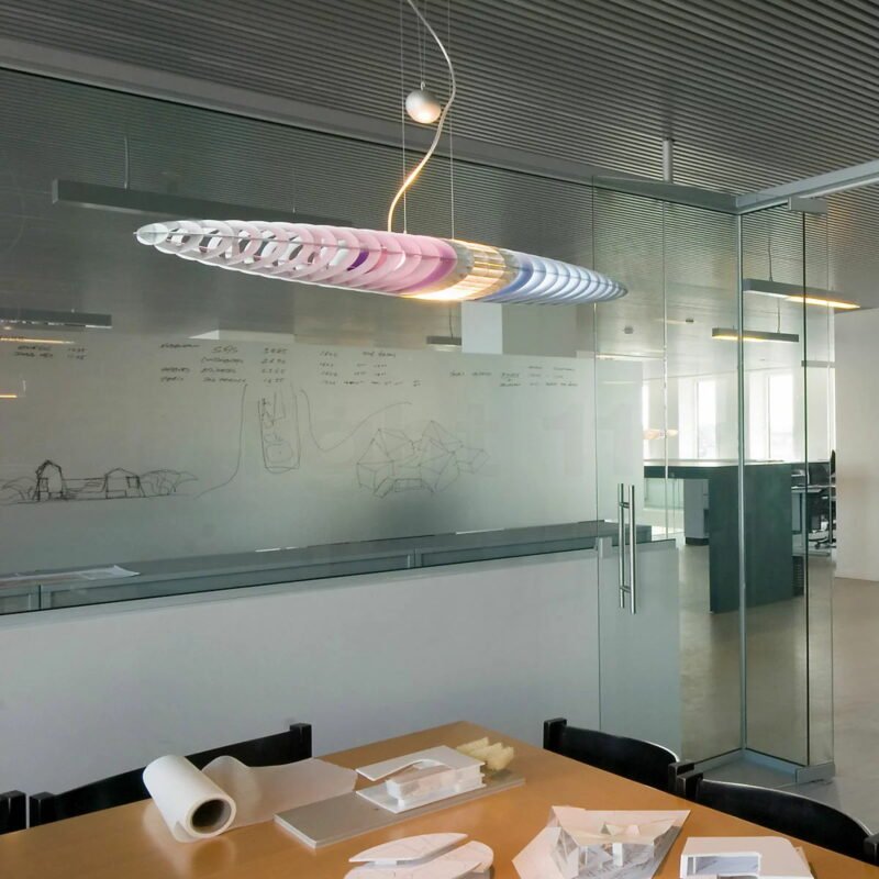 Modern restaurant bar chandelier Nordic Danish designer exhibition hall spaceship stainless steel lift light 3