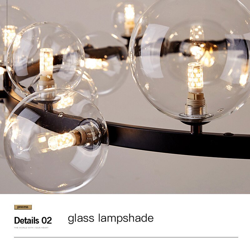 Light Luxury Modern American Industrial Style Lamp Restaurant Light Creative Bar Table Glass Bubble Chandelier 6
