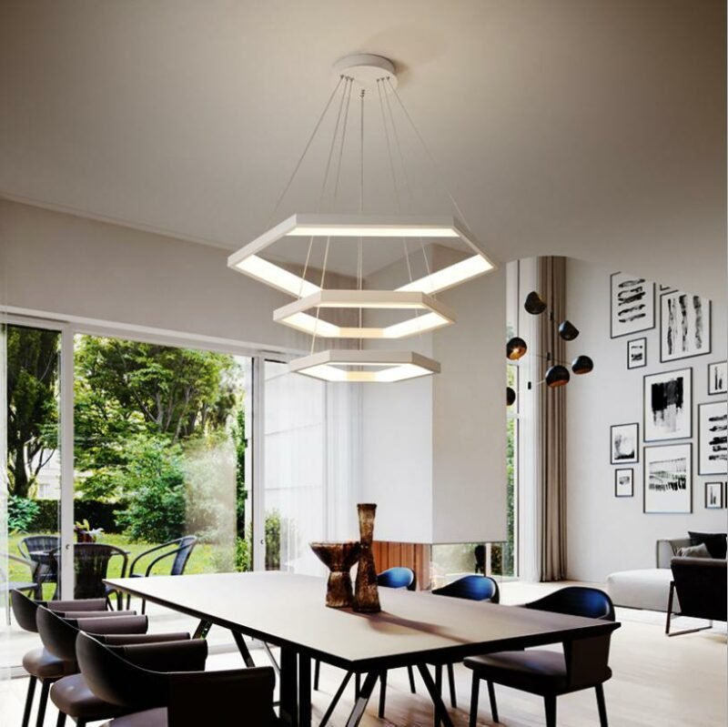 Led restaurant chandelier  For Living room Dining Room Kitchen Room Polygon Shape Chandelier Lighting Fixtures Indoor lighting 5