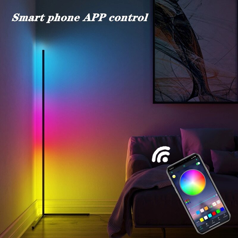 Smart Phone App Control RGB Corner Floor Lamps Modern Colorful Interior Bedroom Living Room LED Atmosphere Standing Light 1
