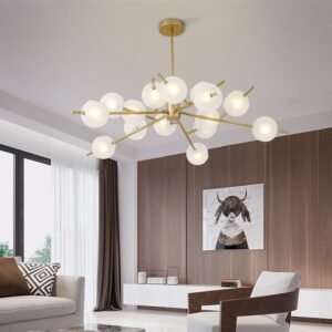 Nordic 9/12/15 Heads Gold Black Magic Bean Glass Ball Chandelier Simple Design Model Room Living Room Lighting Chandeliers 1