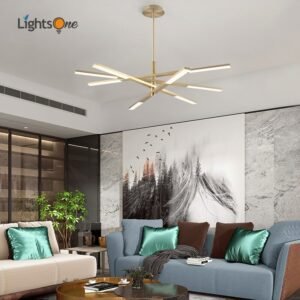 Nordic light luxury living room chandelier simple creative personality line lamp bedroom dining room rotating chandelier 1