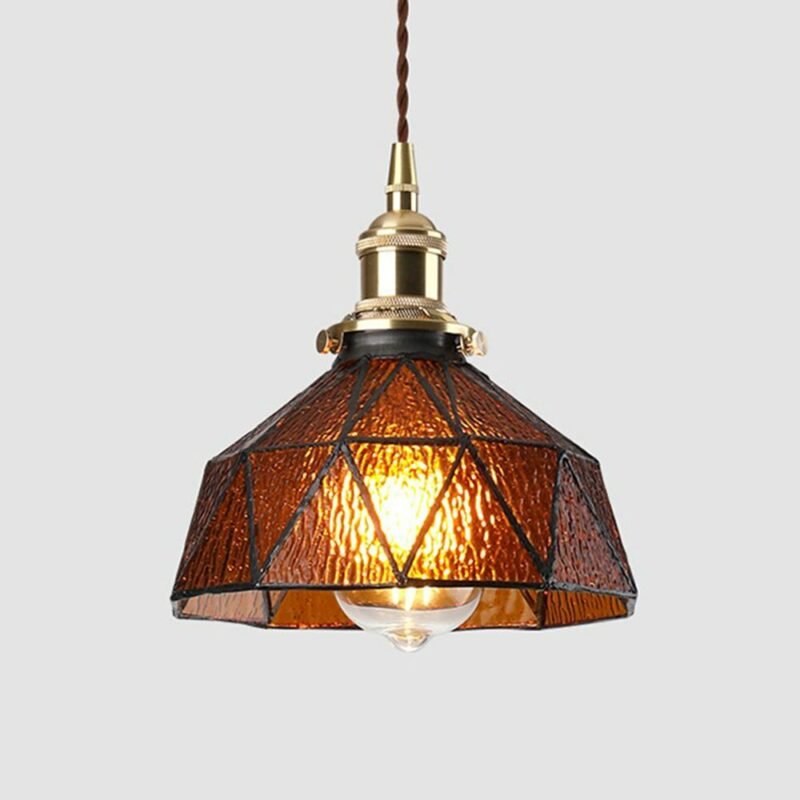 Nordic Vintage led brass lamp head glass lampshade pendant lights kitchen Homestay bedroom bedside aisle restaurant hanging lamp 5