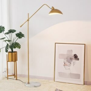 Nordic Simple Gold Floor Lamps Marble Base Standing Lamp Adjustable Length Floor Light Foyer Living Room Indoor Light Fixtures 1
