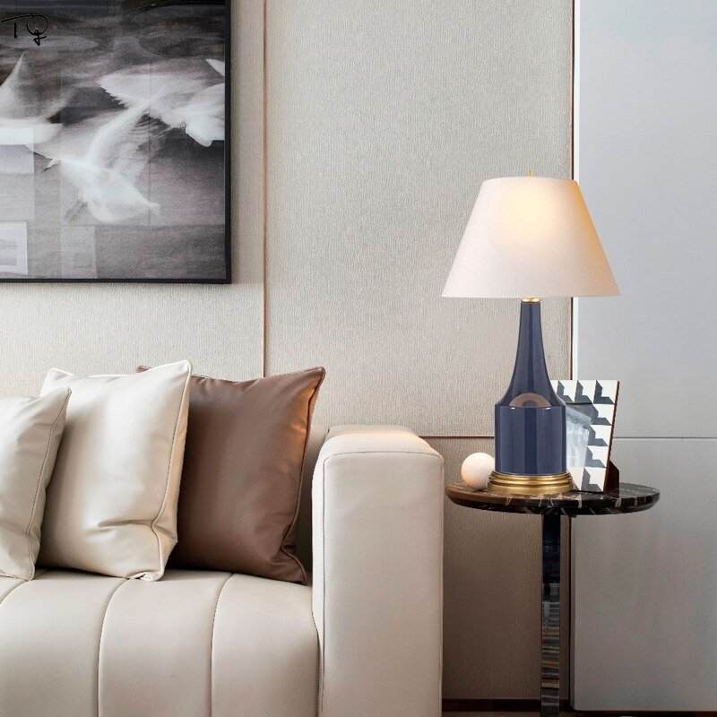 American Luxruy Royal Blue Ceramic Table Lamp LED E27 Home Decor Bedroom Bedside Modern Indoor Lighting Study Living Room Salon 4