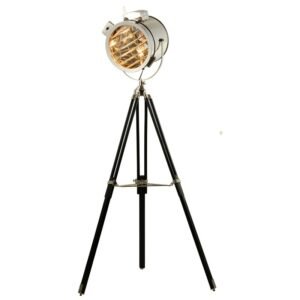 Nordic American Retro Tripod Floor Lamp Silver Golden Wooden  Industrial Searchlight Creative Studio Standing Light 1