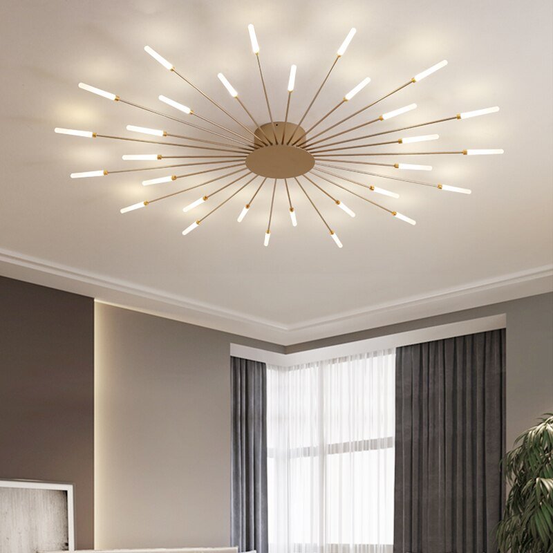 Nordic Gold Chandelier LED Ceiling Lights For Studyroom Bedroom Dining Room Foyer Kitchen Villa Apartment Indoor Home Lighting 3