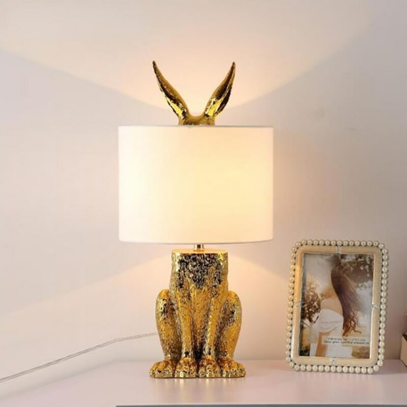 Nordic Designer LED Masked Rabbit Resin Table Lamp Retro Stand Desk Night Lights for Bedroom Home Decor Bunny Bedside Lamp E27 1