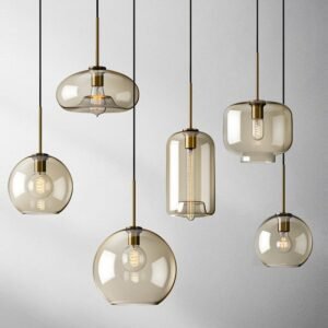 Modern Nordic hanging loft  Glass lustre Pendant Light industrial decor Lights Fixtures E27/E26 for Kitchen Restaurant Lamp 1