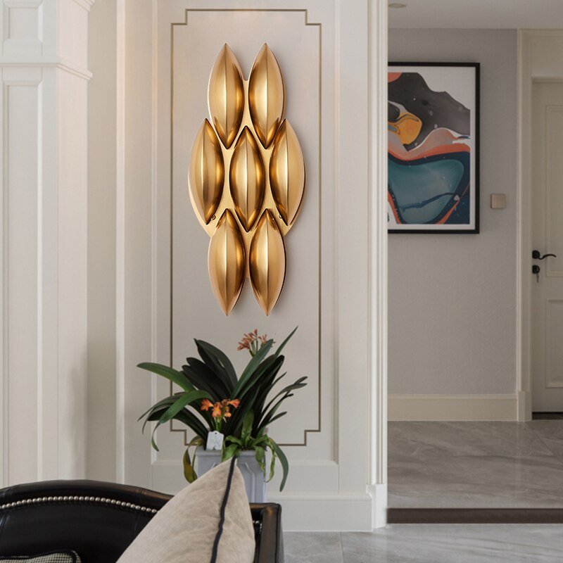 Postmodern American creative simple wall light golden light luxury villa living room aisle model room wall lamp 3