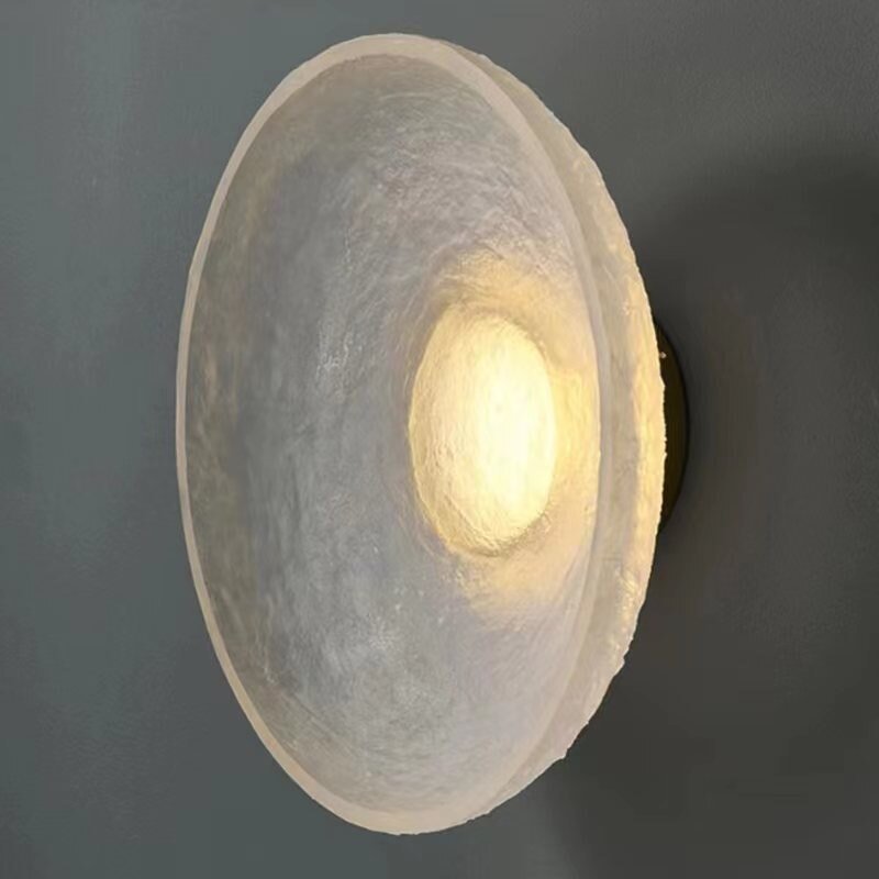 Wabi-sabi Designer Decorative Resin Wall Lamp Round Background Bedroom Bedside Lamp Transparent Atmosphere Ins Japanese Light 2