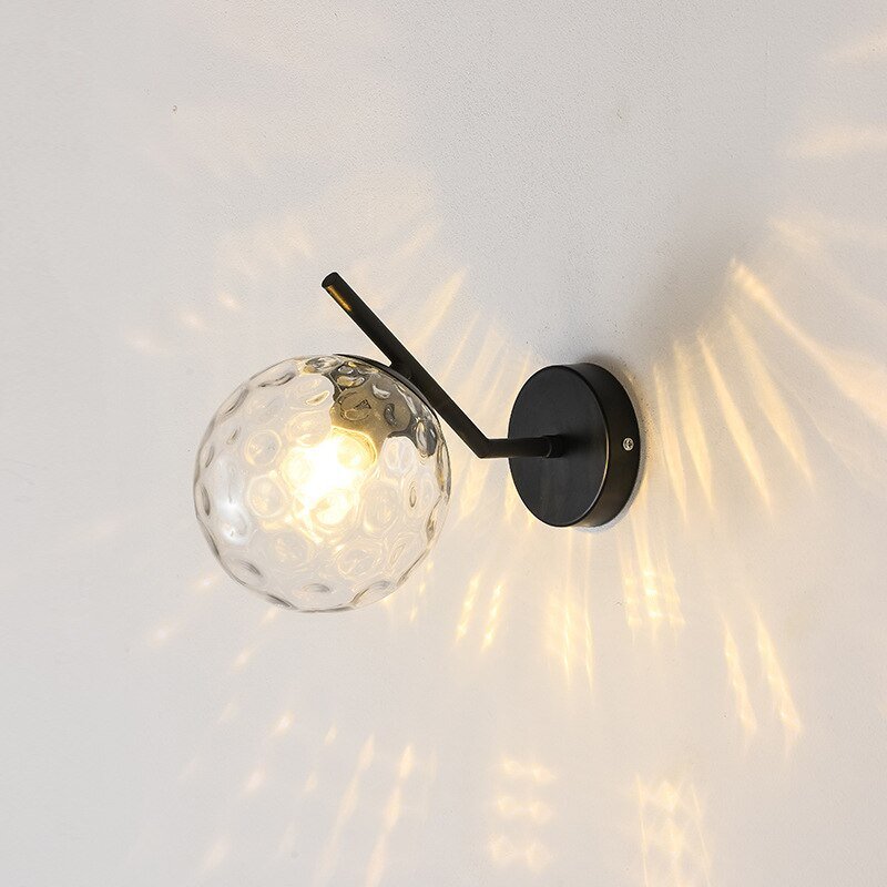Modern Led Wall Lamp Iron Night Reading Beside Lamp Home Stairs Vintage Loft Sconce Wall Lights Glass Ball Gold Black E27 4