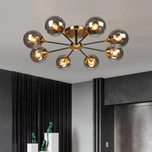 Nordic Parlor LED ball Chandelier Industrial ceiling light Smoke grey/Clear Glass Dining Room Bedroom designer ceiling lights 1