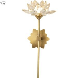 Chinese Zen Art Copper Crystal Wall Lamp Lotus Flower Vintage Interior lighting For Living Room Decor Home Tea House Staircase 1