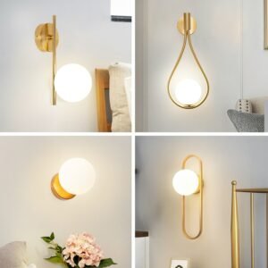 Bedside Wall Lamps Bathroom Glass Lampshade Indoor Wall Light Electroplating Craft Decoration Wall Bracket Light Sitting Room 1