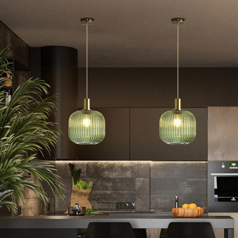 Nordic Retro restaurant colorfull pendant lights Creative living room glass Lamp Simple bedside lamp LED E27 light 2