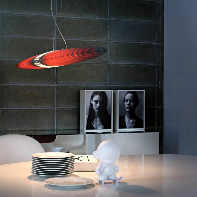 Modern restaurant bar chandelier Nordic Danish designer exhibition hall spaceship stainless steel lift light 2