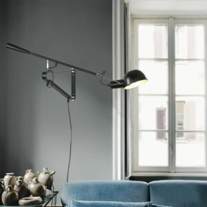 Dimmable LED wall lamp living room decoration bed head rotating long pole swinging black and white industrial wall lamp 1